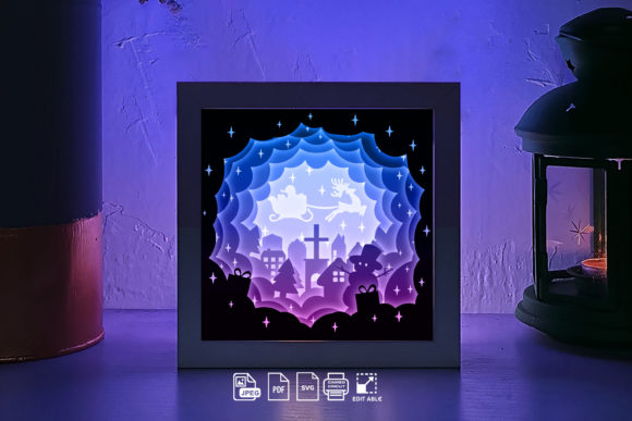 215 Merry Christmas 3D Paper Lightbox Gr: Festive 3D SVG for Shadow Boxes & Craft Projects