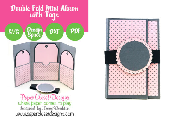 Double Fold Mini Album with Tags: 3D SVG for Creative Branding & Marketing