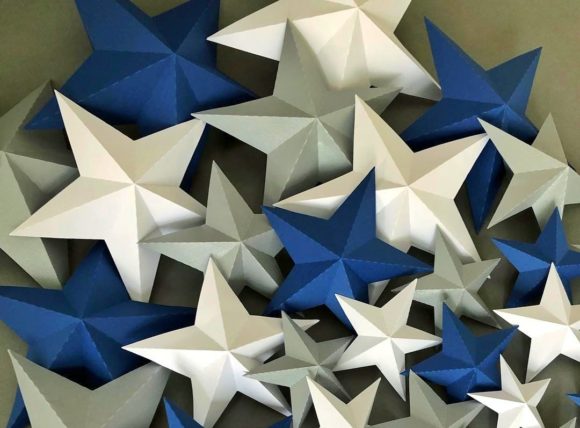 Wall Stars Template 3 Sizes: A 3D SVG Shape for Festive Brand Accents